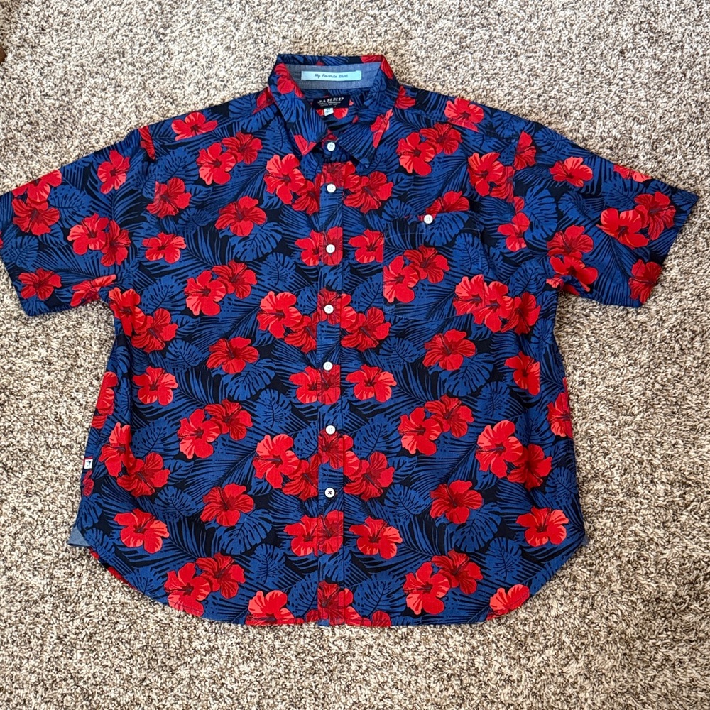 Jared Brothers 100% Cotton,XL Shirt in vibrant Blue & Red. Excellent Condition.